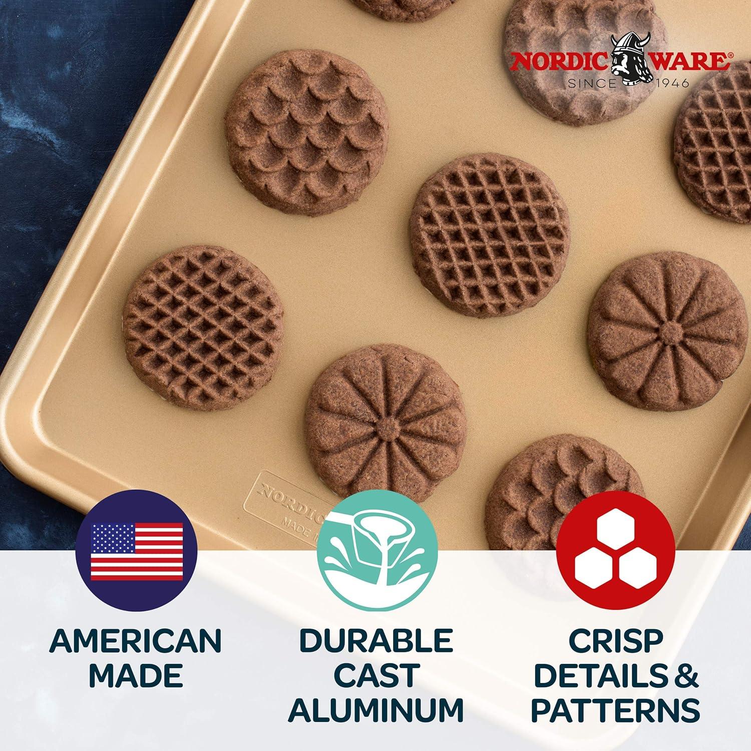 imageNordic Ware 01236 Yuletide Cast Cookie Stamps 3inch rounds SilverAll Season