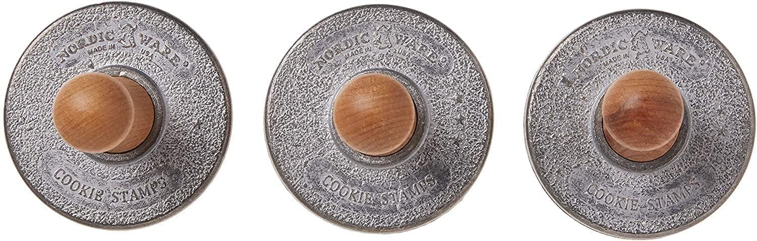 imageNordic Ware 01236 Yuletide Cast Cookie Stamps 3inch rounds SilverHoliday 3D
