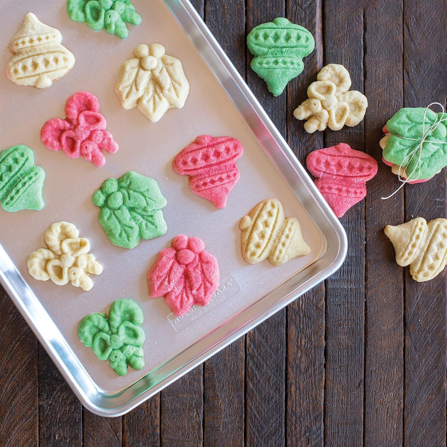 imageNordic Ware 01236 Yuletide Cast Cookie Stamps 3inch rounds SilverHoliday 3D
