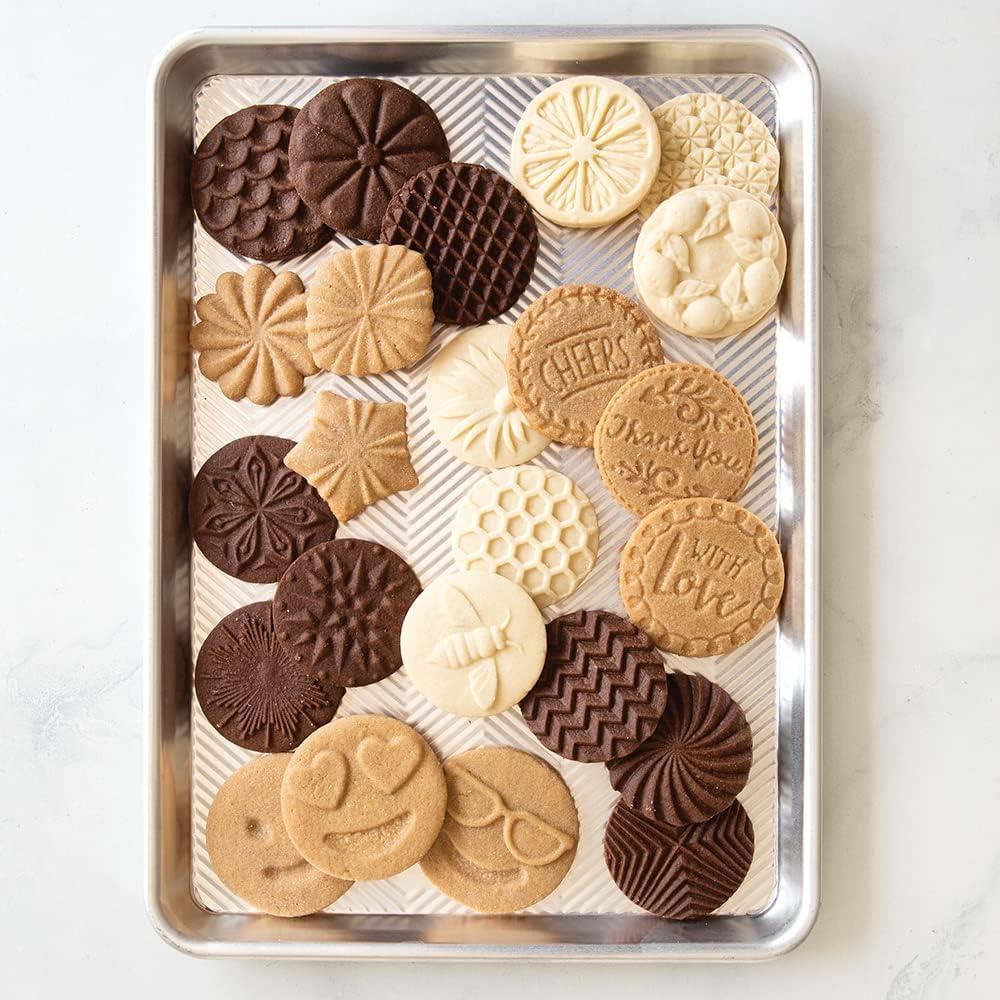 imageNordic Ware 01236 Yuletide Cast Cookie Stamps 3inch rounds SilverHoney Bees