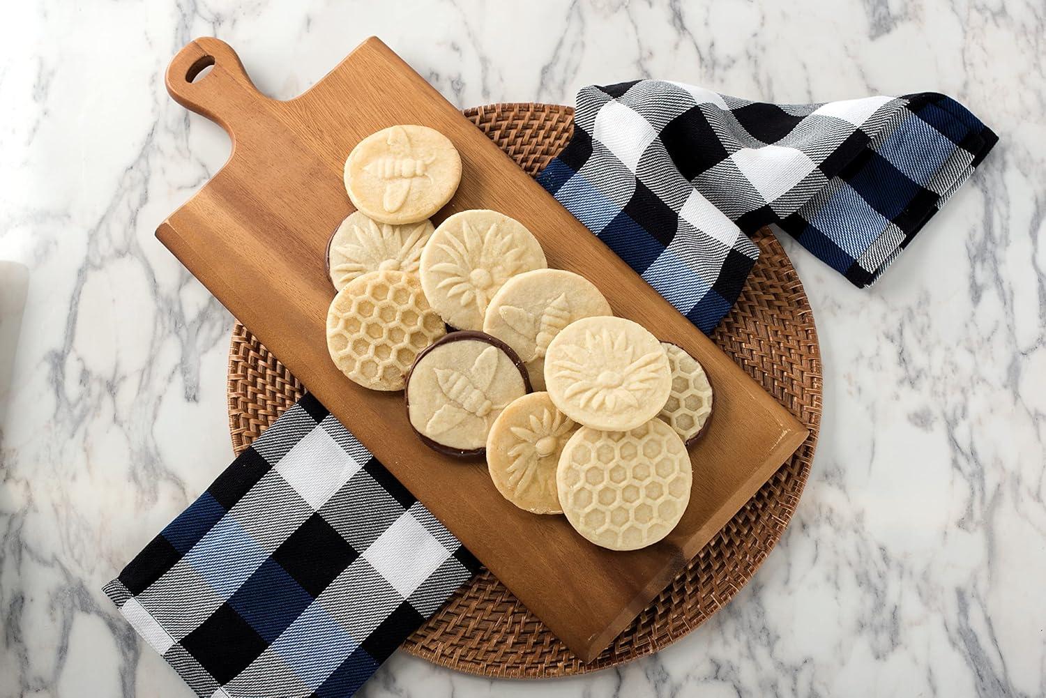 imageNordic Ware 01236 Yuletide Cast Cookie Stamps 3inch rounds SilverHoney Bees