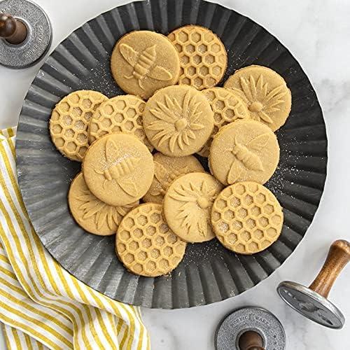 imageNordic Ware 01236 Yuletide Cast Cookie Stamps 3inch rounds SilverHoney Bees