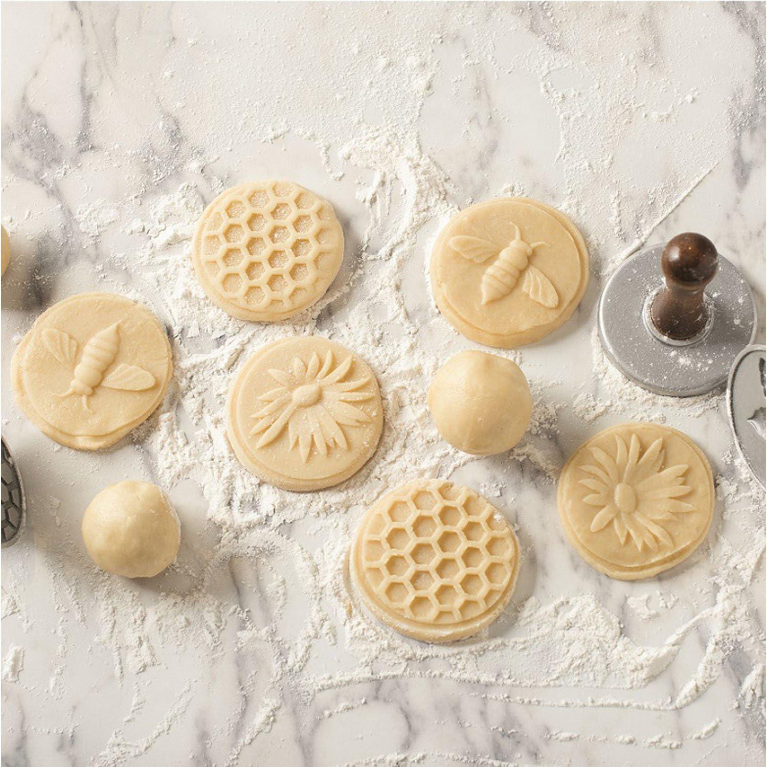 imageNordic Ware 01236 Yuletide Cast Cookie Stamps 3inch rounds SilverHoney Bees