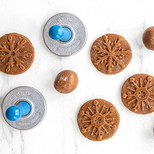 imageNordic Ware 01236 Yuletide Cast Cookie Stamps 3inch rounds SilverSnowflake