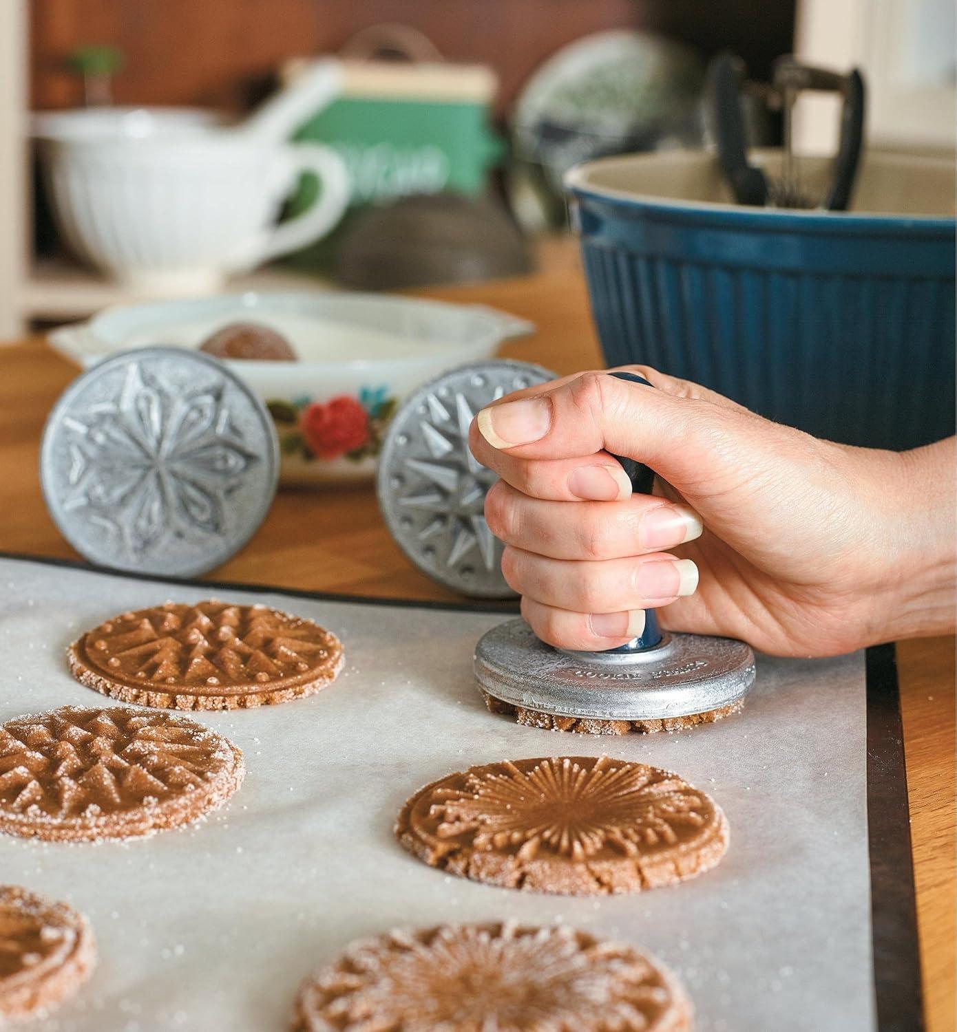 imageNordic Ware 01236 Yuletide Cast Cookie Stamps 3inch rounds SilverStarry Night