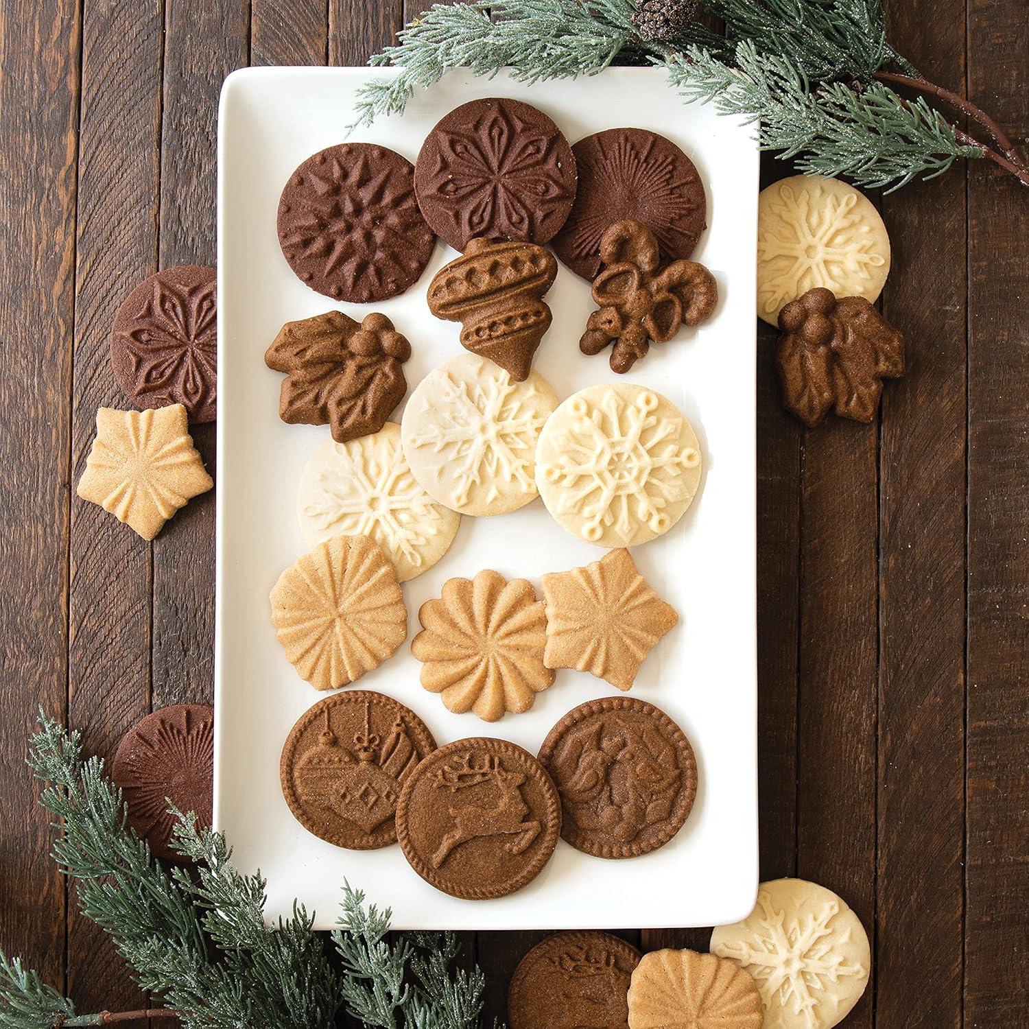 imageNordic Ware 01236 Yuletide Cast Cookie Stamps 3inch rounds SilverYuletide