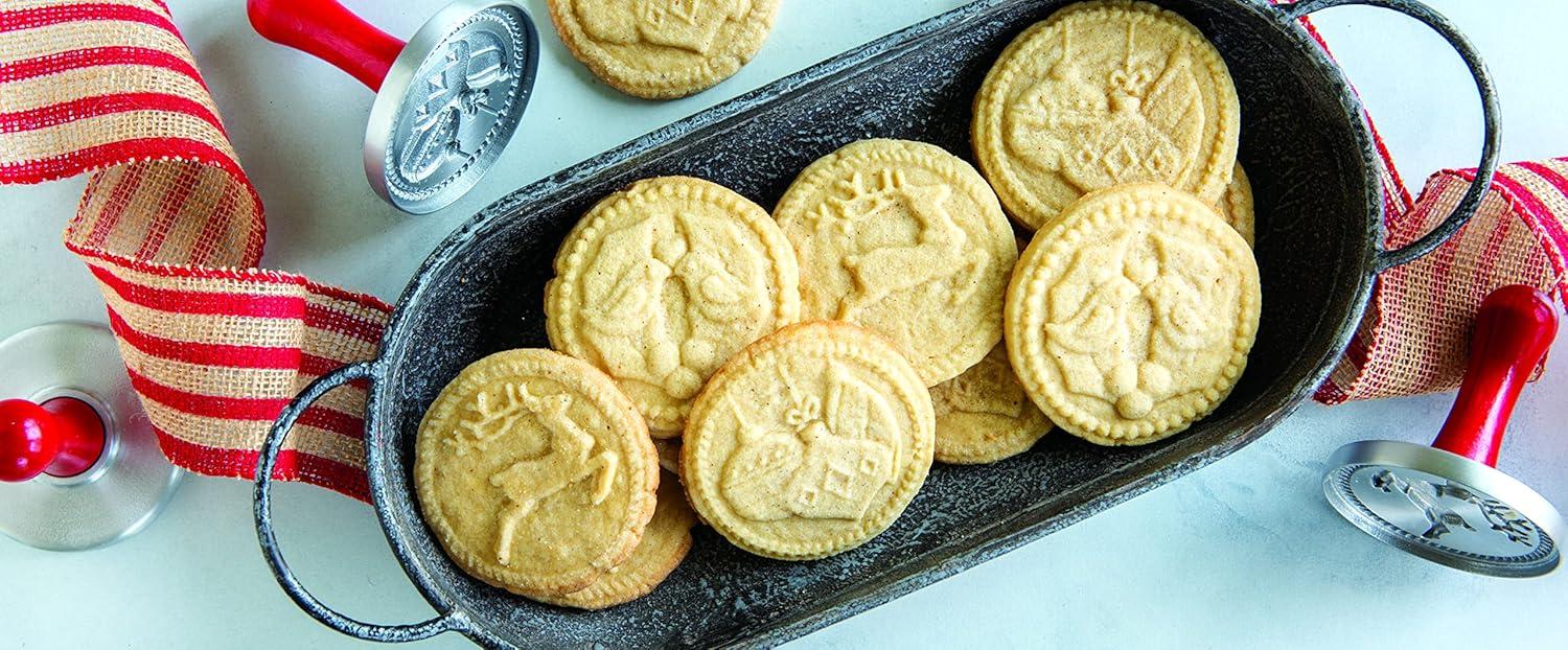 imageNordic Ware 01236 Yuletide Cast Cookie Stamps 3inch rounds SilverYuletide