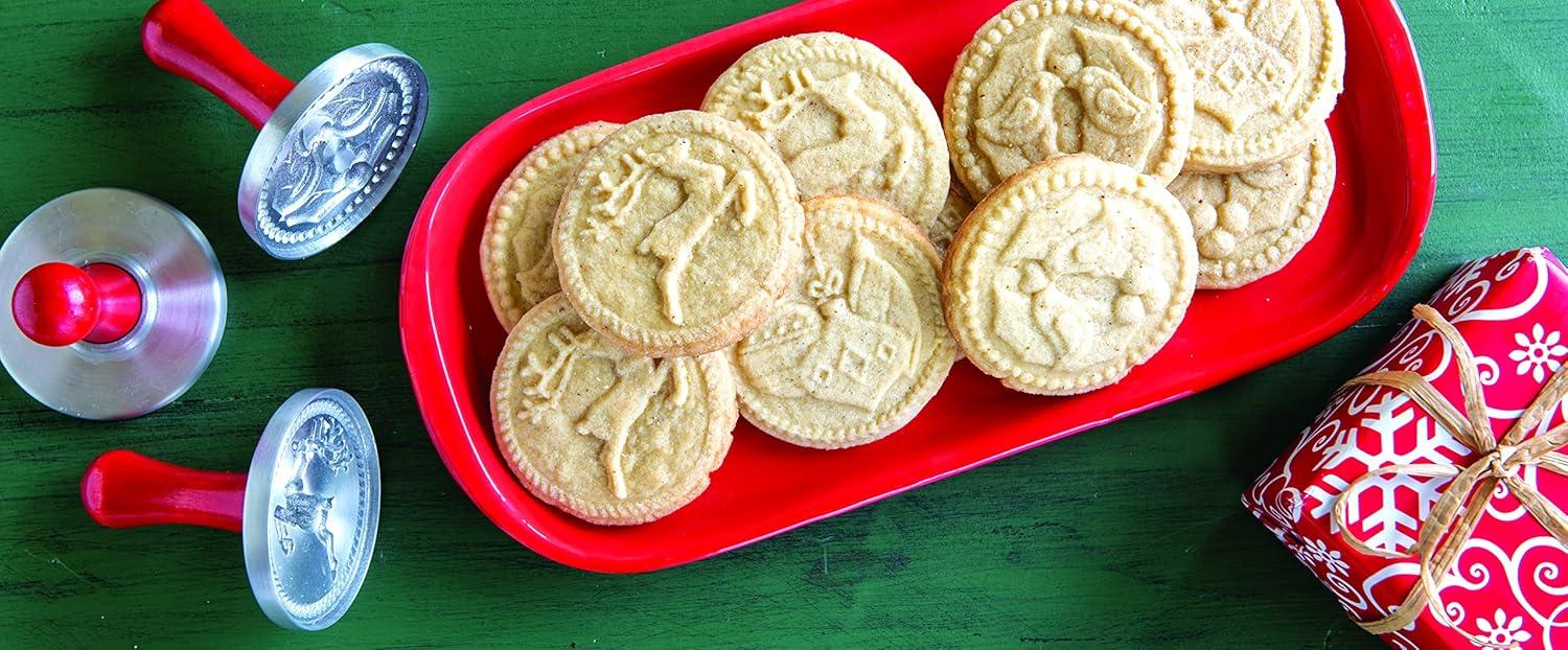 imageNordic Ware 01236 Yuletide Cast Cookie Stamps 3inch rounds SilverYuletide