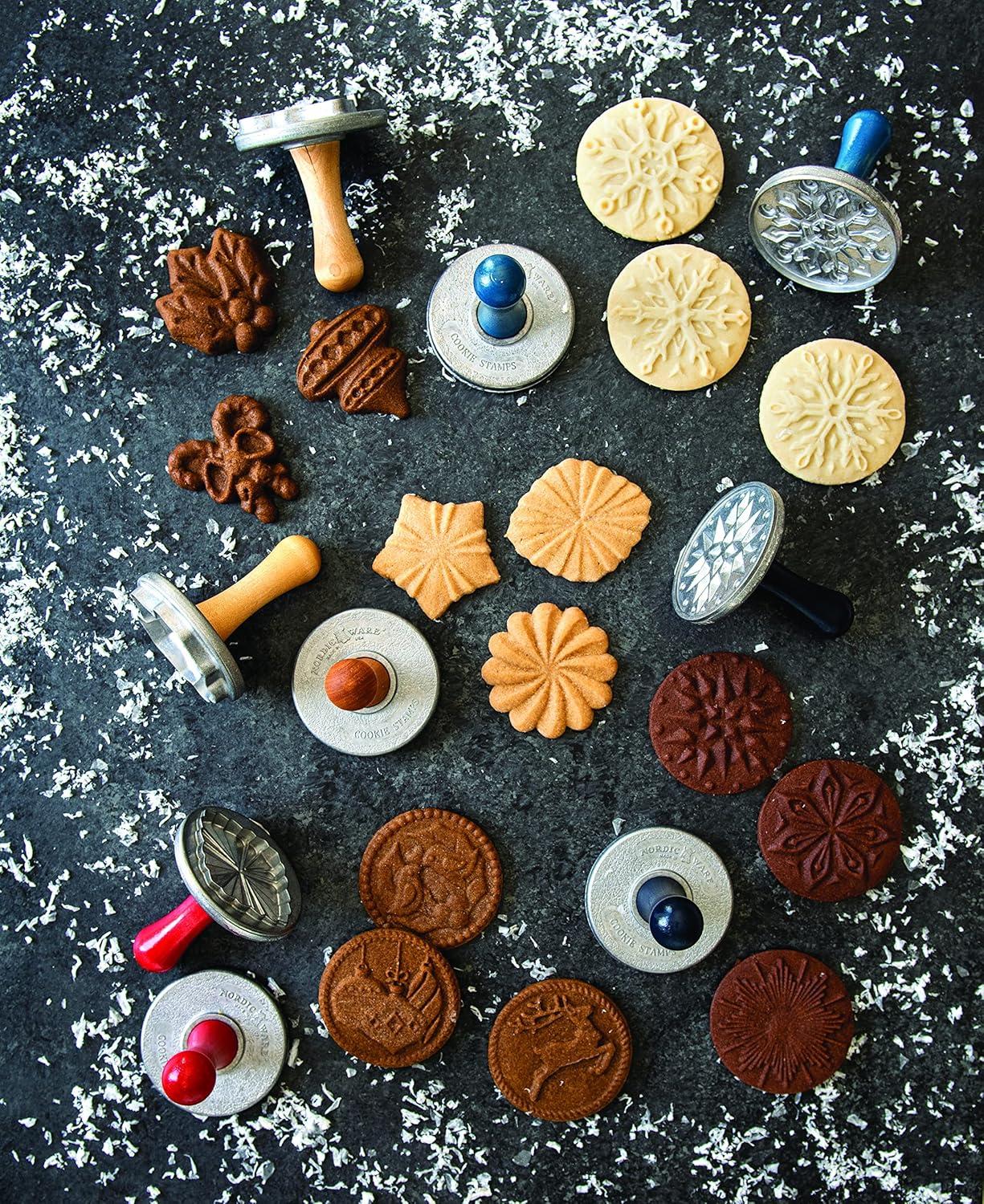 imageNordic Ware 01236 Yuletide Cast Cookie Stamps 3inch rounds SilverYuletide
