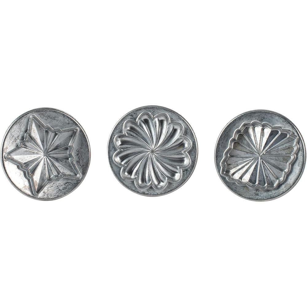 imageNordic Ware 01236 Yuletide Cast Cookie Stamps 3inch rounds SilverPretty Pleated