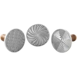 imageNordic Ware 01236 Yuletide Cast Cookie Stamps 3inch rounds SilverGeo Cast