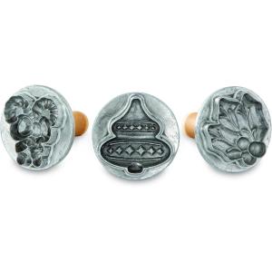 imageNordic Ware 01236 Yuletide Cast Cookie Stamps 3inch rounds SilverHoliday 3D