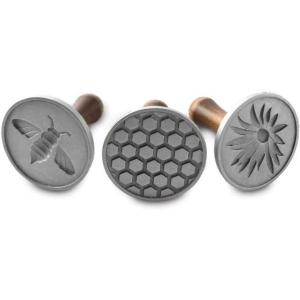 imageNordic Ware 01236 Yuletide Cast Cookie Stamps 3inch rounds SilverHoney Bees