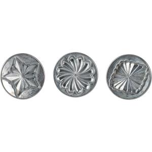 imageNordic Ware 01236 Yuletide Cast Cookie Stamps 3inch rounds SilverPretty Pleated
