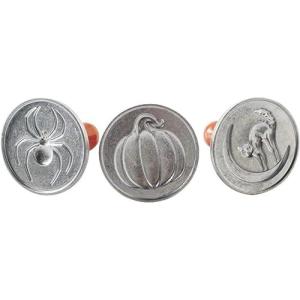 imageNordic Ware 01236 Yuletide Cast Cookie Stamps 3inch rounds SilverSpooky