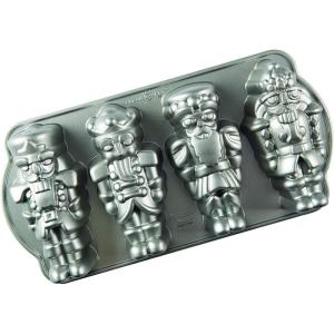 imageNordic Ware Nutcracker Sweets Cast Cakelet Pan 6 Cup Capacity Silver