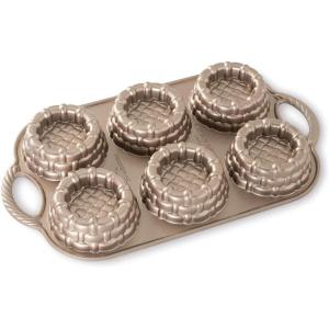 imageNordic Ware 54349AMZ Shortcake Baskets Cast Aluminum Cakelet Six 12 Cup Toffee