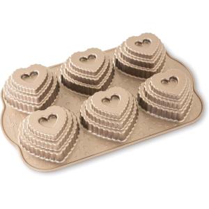 imageNordic Ware Elegant Heart Bundt 10 Cup ToffeeTiered Cakelet