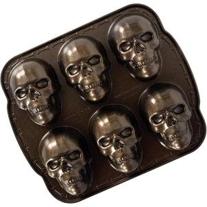imageNordic Ware Halloween Bakeware Haunted Skull Cakelet Pan BronzeHaunted Skull Cakelet Pan