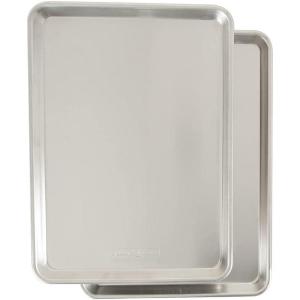 imageNordic Ware Naturals 3 Piece Set  USA Made Aluminum Commercial Quality Sheet Pan for Baking or Roasting Encapsulated Galvanized Steel Rim Prevents Warping Half Sheet Jelly Roll and Quarter Sheet2pk Half Sheet