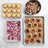 imageNordic Ware Brilliant Nonstick Aluminum 4Piece Essential Baking Set  Includes Half Sheet 9 x 13Inch Baking Pan 9Inch Round Pan and Muffin Pan
