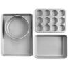 imageNordic Ware Brilliant Nonstick Aluminum 4Piece Essential Baking Set  Includes Half Sheet 9 x 13Inch Baking Pan 9Inch Round Pan and Muffin Pan
