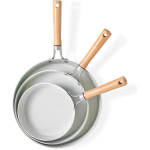 imageNordic Ware Cardamom Ceramic Nonstick 3 Piece Fry Pan Set  Includes 8 Inch 10 Inch and 12 Inch