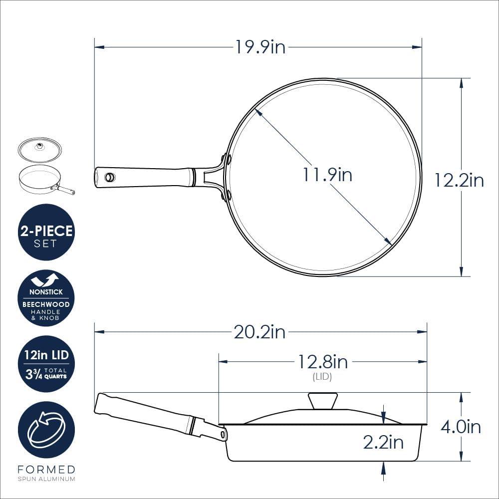 imageNordic Ware Cardamom Ceramic Nonstick 12 Inch Fry Pan with Lid